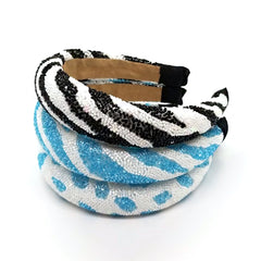 Wide Padded Beaded Zebra Leopard Hard Headband