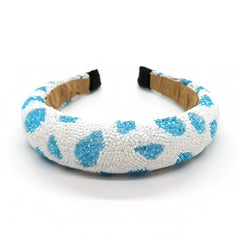 Wide Padded Beaded Zebra Leopard Hard Headband